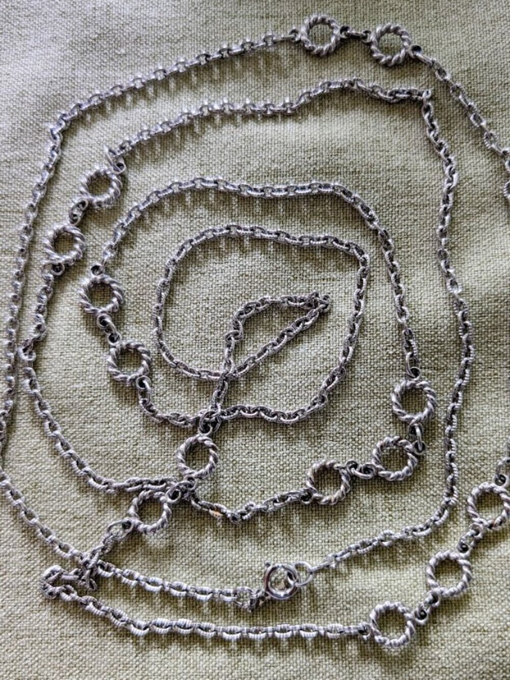 Premier Designs 54” Silver Cable Chain Textured Rope Station Layering Necklace